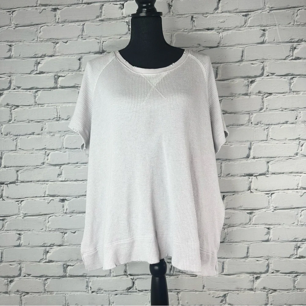 Free People Dance With Me Tee Lilac Thermal Waffle Knit Short Sleeve Top Small